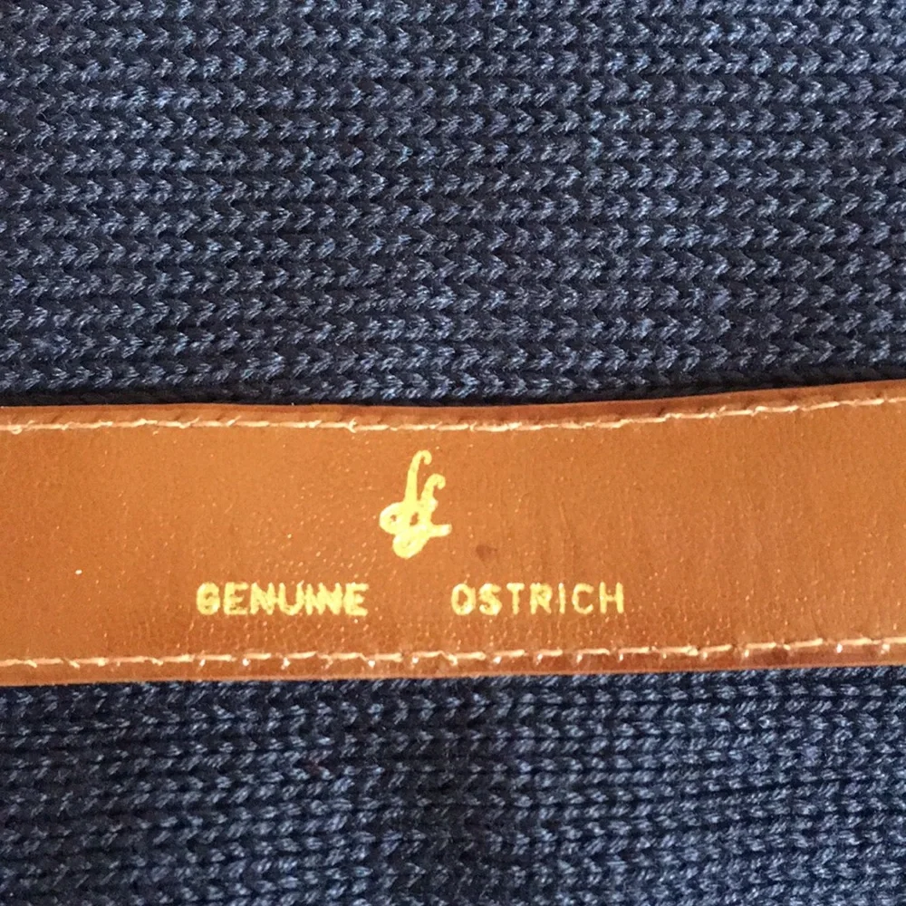 Genuine Ostrich leather belt with gold ton…